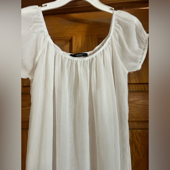 Super Sheer forever 21 Elegant White Maxi Dress - Picture 2 of 4